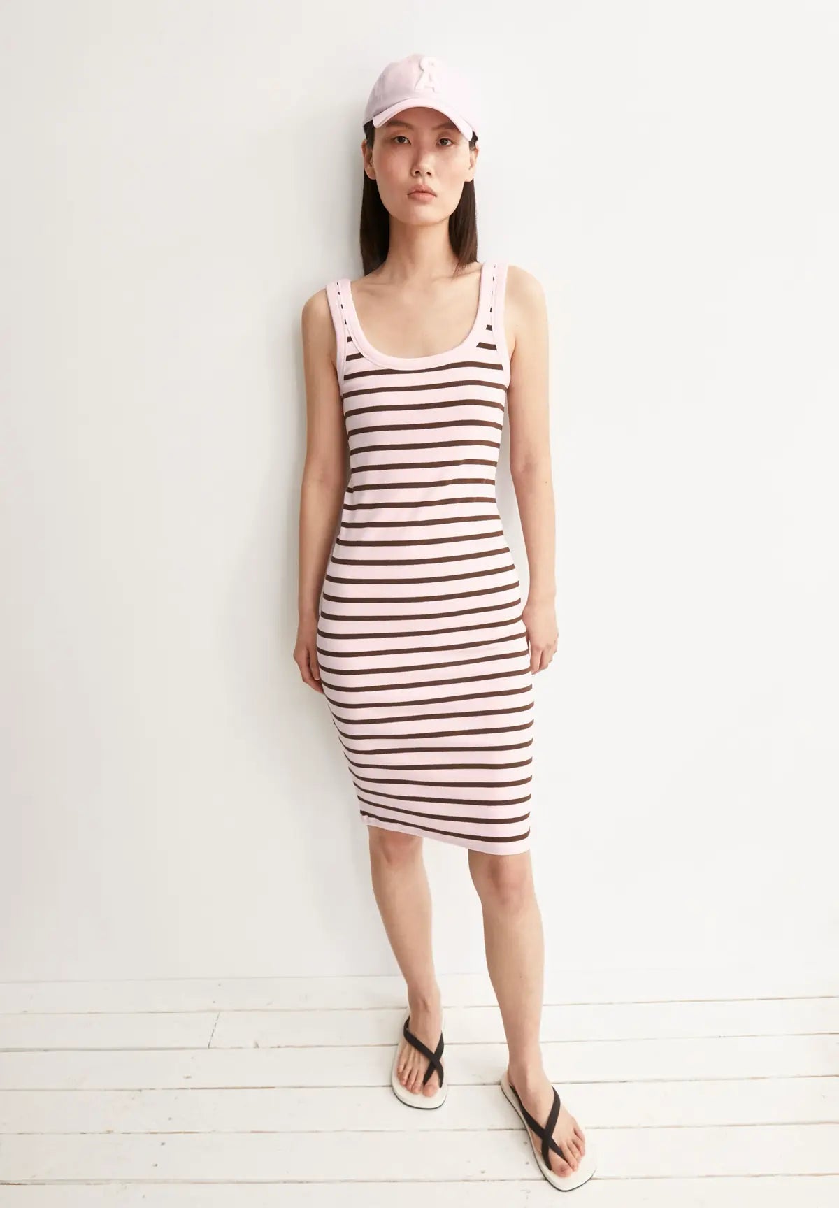 ARMEDANGELS - Ripp Trägerkleid mit Streifen • pink mist - dried palm - ROSA ECK