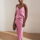 ARMEDANGELS - Satin Top mit Spaghettiträgern • washed berry - ROSA ECK
