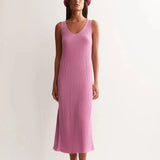 ARMEDANGELS - Strickkleid aus Leinenmix • washed berry - ROSA ECK