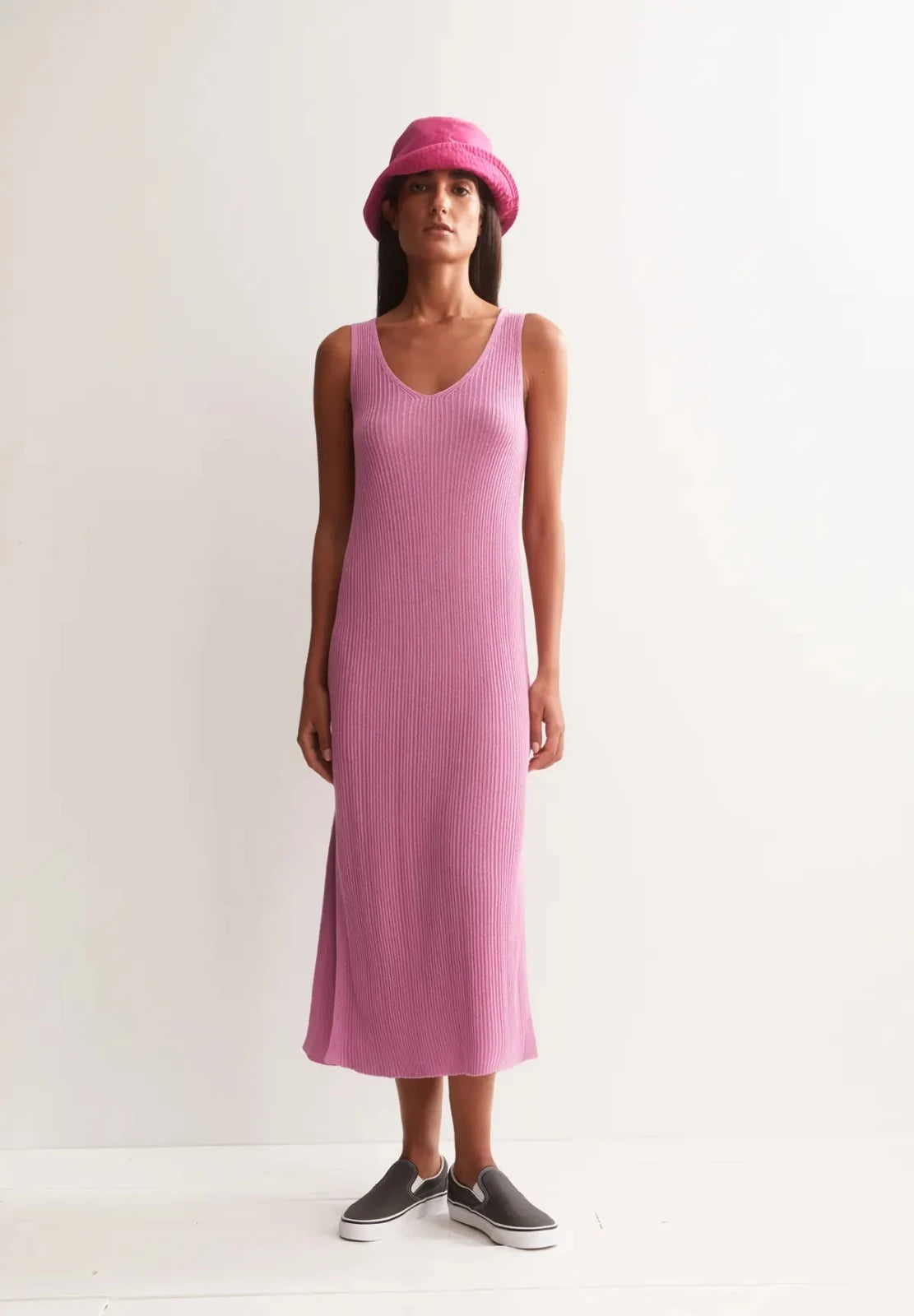 ARMEDANGELS - Strickkleid aus Leinenmix • washed berry - ROSA ECK
