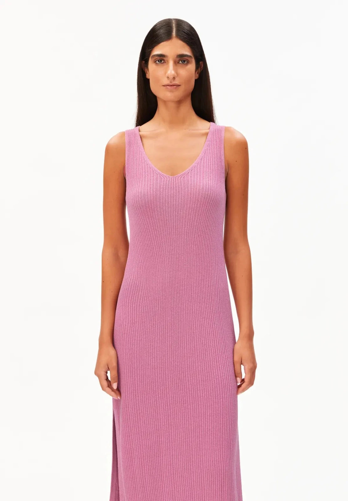 ARMEDANGELS - Strickkleid aus Leinenmix • washed berry - ROSA ECK