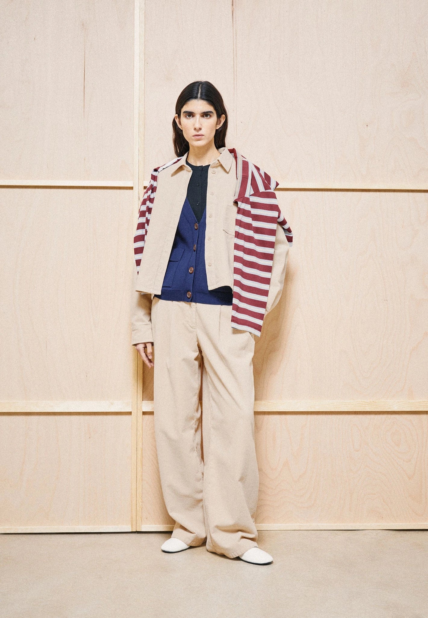 Wide Leg Cord-Bundfaltenhose • soft honey