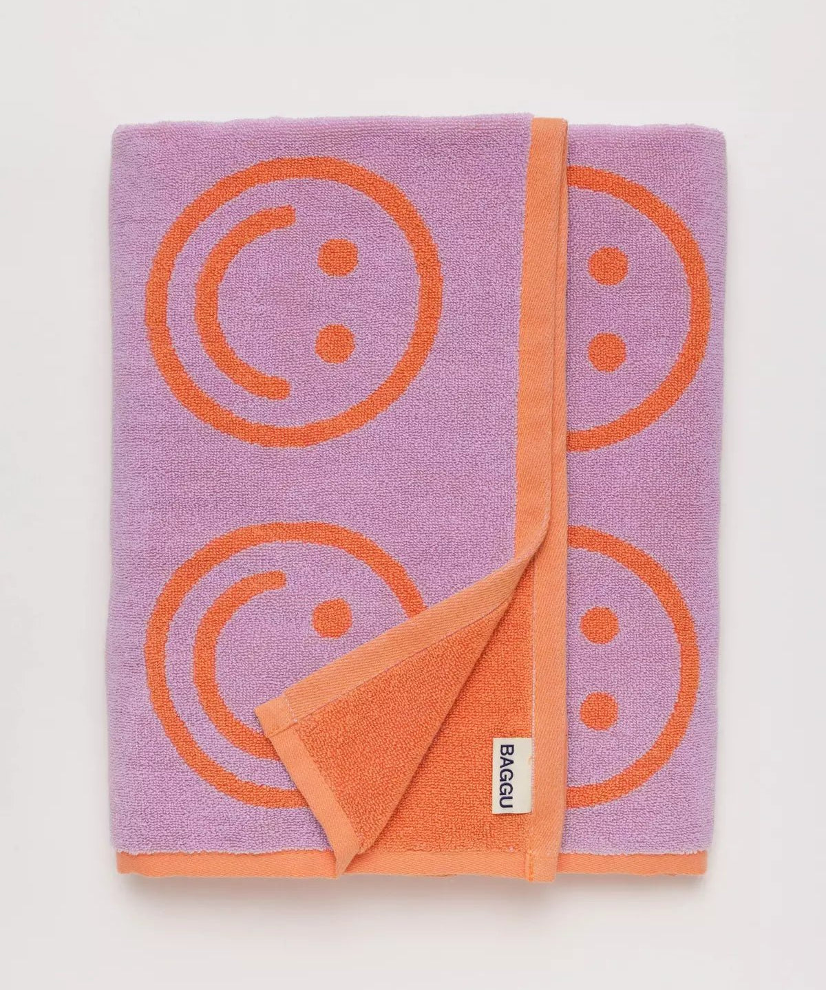 BAGGU - BATH TOWEL Badetuch | Happy Lilac - ROSA ECK - Smiley, ,