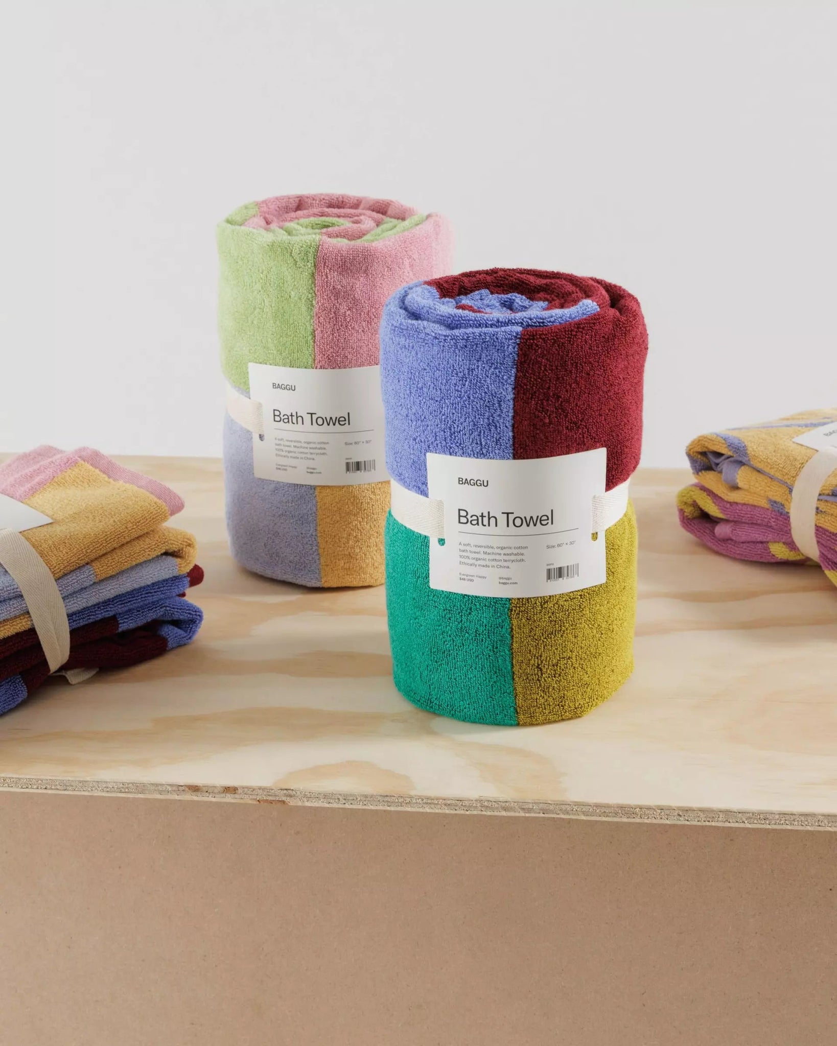 BAGGU - BATH TOWEL Badetuch | Happy Lilac - ROSA ECK - Smiley, ,