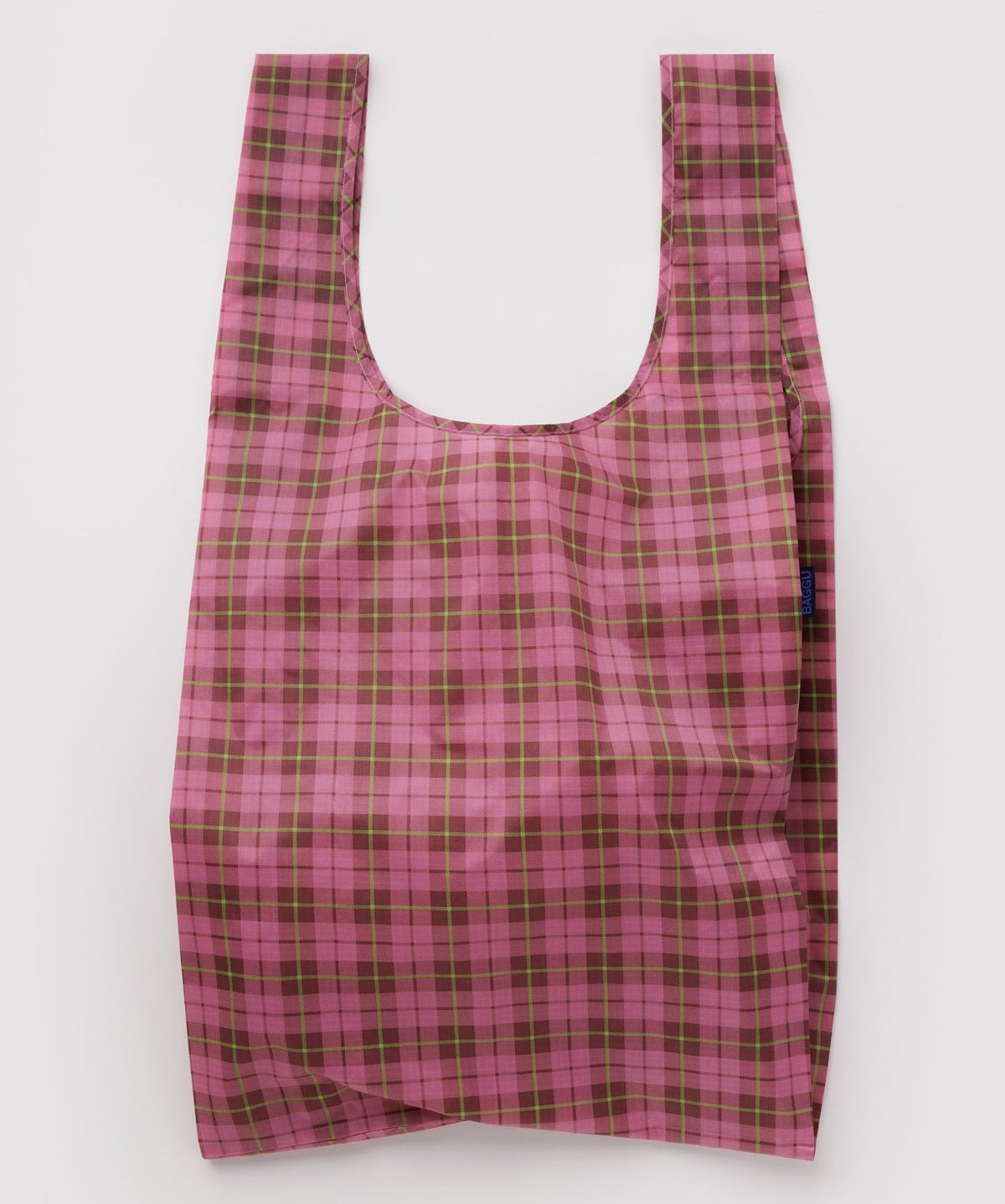BAGGU - BIG BAGGU Große Einkaufstasche • Azalea Pink Tartan - ROSA ECK