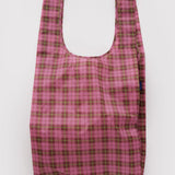 BAGGU - BIG BAGGU Große Einkaufstasche • Azalea Pink Tartan - ROSA ECK