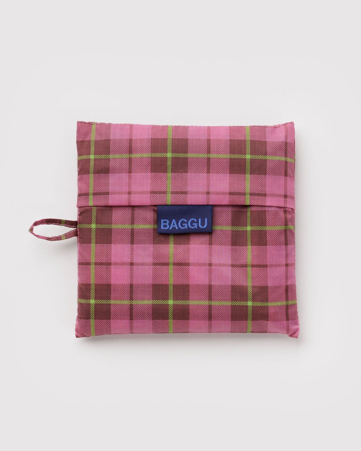 BAGGU - BIG BAGGU Große Einkaufstasche • Azalea Pink Tartan - ROSA ECK