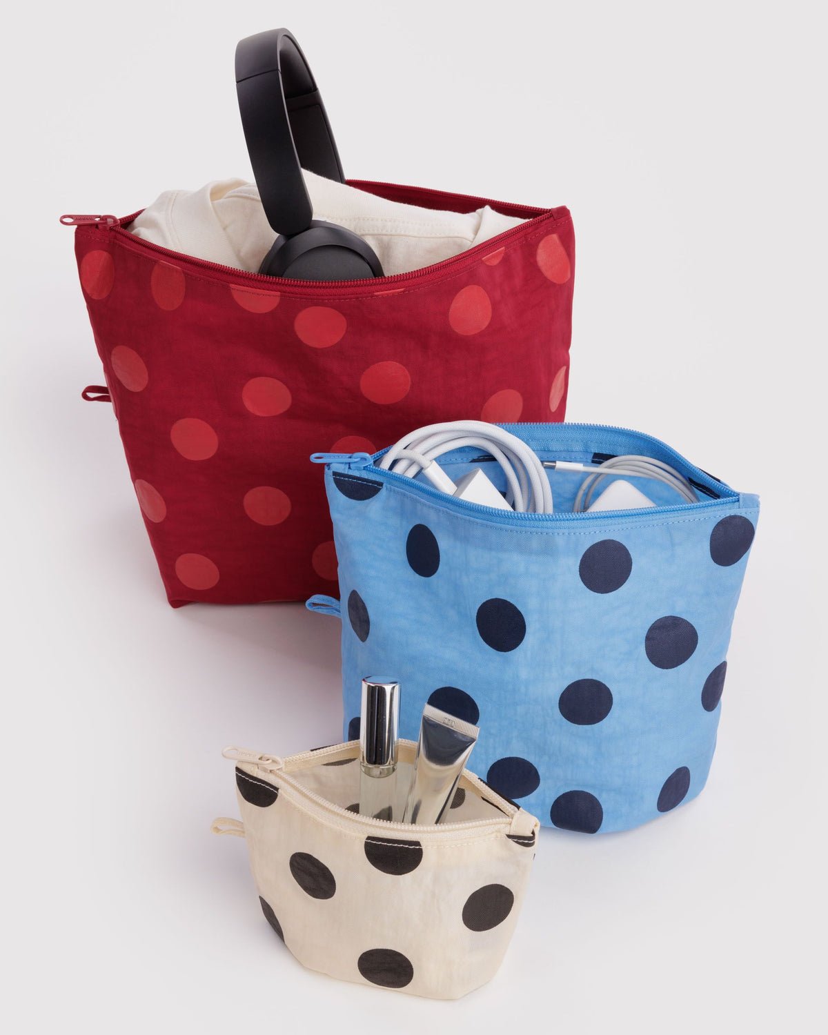 BAGGU - GO POUCH Kulturbeutel (3er-Set) • Polka Dot Mix - ROSA ECK