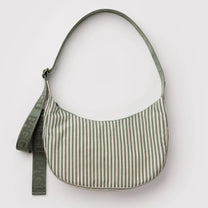 BAGGU - Medium Nylon Crescent Bag Umhängetasche • Sage Stripe - ROSA ECK