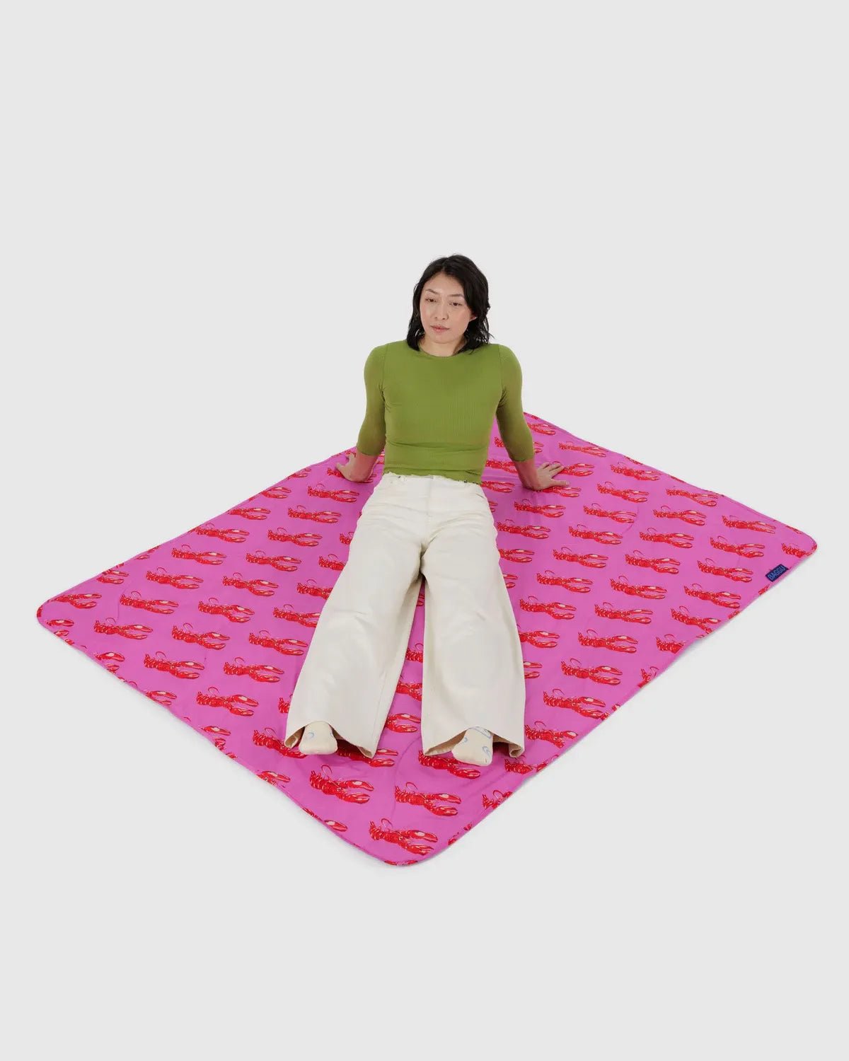 BAGGU - Picknickdecke • Pink Lobster - ROSA ECK