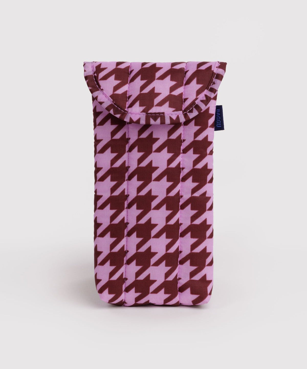 BAGGU - PUFFY Brillenetui • Pink Houndstooth - ROSA ECK