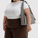 BAGGU - Schultertasche aus Nylon • Black and Cream Gingham - ROSA ECK