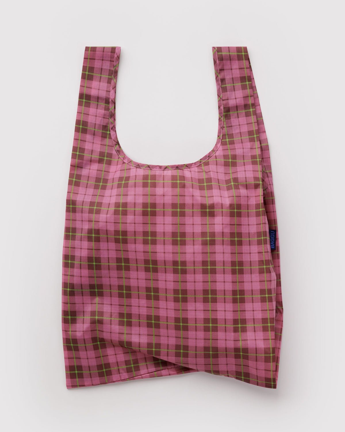BAGGU - STANDARD BAGGU Einkaufstasche • Azalea Pink Tartan - ROSA ECK