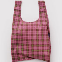 BAGGU - STANDARD BAGGU Einkaufstasche • Azalea Pink Tartan - ROSA ECK
