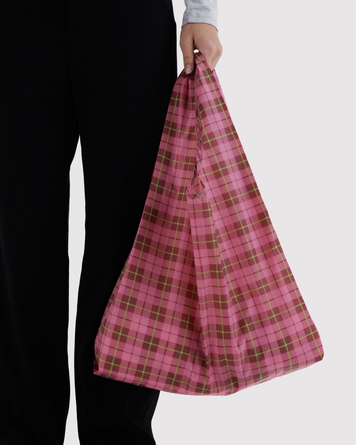 BAGGU - STANDARD BAGGU Einkaufstasche • Azalea Pink Tartan - ROSA ECK