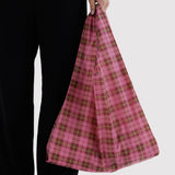 BAGGU - STANDARD BAGGU Einkaufstasche • Azalea Pink Tartan - ROSA ECK