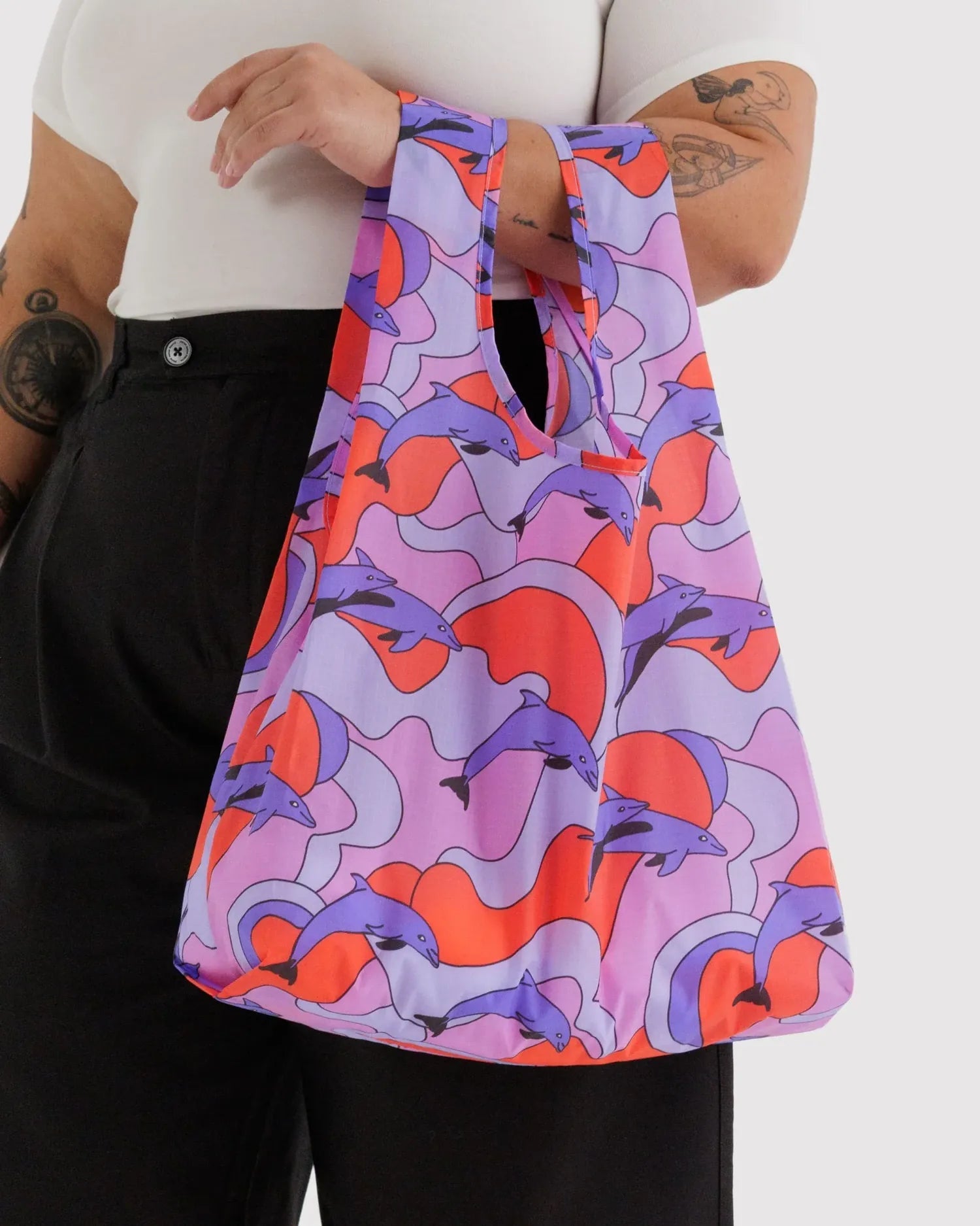 BAGGU - STANDARD BAGGU Einkaufstasche • Dolphins - ROSA ECK