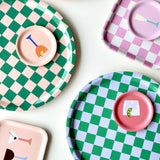 CHECKER Rundes Serviertablett (⌀ 31 cm) • Peach Tulip