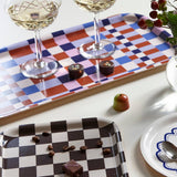 BLU KAT - CHECKER MIX Serviertablett (43 x 22 cm) • Caramel/Sky - Serviertablett - ROSA ECK