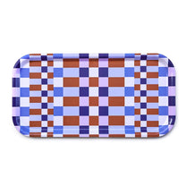 BLU KAT - CHECKER MIX Serviertablett (43 x 22 cm) • Caramel/Sky - Serviertablett - ROSA ECK