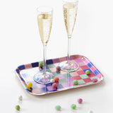 BLU KAT - CHECKER Serviertablett (27 x 20 cm) Buntes Karomuster - ROSA ECK - Bunt, ,