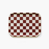 BLU KAT - CHECKER Serviertablett (27 x 20 cm) | Burgunderrot//Cream - ROSA ECK - Rot, ,