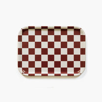 BLU KAT - CHECKER Serviertablett (27 x 20 cm) | Burgunderrot//Cream - ROSA ECK - Rot, ,
