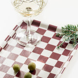 BLU KAT - CHECKER Serviertablett (27 x 20 cm) | Burgunderrot//Cream - ROSA ECK - Rot, ,