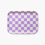 BLU KAT - CHECKER Serviertablett (27 x 20 cm) | Butter/Lavendel - ROSA ECK - Holz, Lila,