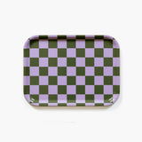 BLU KAT - CHECKER Serviertablett (27 x 20 cm) | Lila/Olive - ROSA ECK - Grün, Lila,