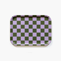 BLU KAT - CHECKER Serviertablett (27 x 20 cm) | Lila/Olive - ROSA ECK - Grün, Lila,