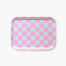 BLU KAT - CHECKER Serviertablett (27 x 20 cm) | Minze/Pfingstrosen - ROSA ECK - Blau, Holz, Rosa