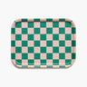BLU KAT - CHECKER Serviertablett (27 x 20 cm) | Pfirsich/Tulpe - ROSA ECK - Grün, Holz,