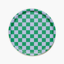 BLU KAT - CHECKER Serviertablett (⌀ 31 cm) | Grün/Blau - ROSA ECK - Blau, Grün, Holz