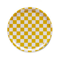 BLU KAT - CHECKER Serviertablett (⌀ 31 cm) | Mustard - ROSA ECK - Gelb, ,