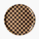 BLU KAT - CHECKER Serviertablett (⌀ 38 cm) | Chocolate/Gold - ROSA ECK - Braun, Rund,