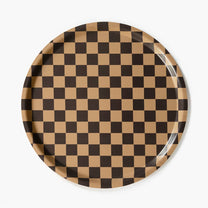 BLU KAT - CHECKER Serviertablett (⌀ 38 cm) | Chocolate/Gold - ROSA ECK - Braun, Rund,