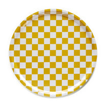 BLU KAT - CHECKER Serviertablett (⌀ 38 cm) | Mustard - ROSA ECK - Gelb, ,