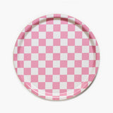 BLU KAT - CHECKER Serviertablett rund (⌀ 31 cm) • Rasberry/Cream - ROSA ECK
