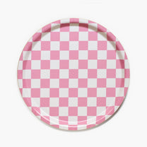 BLU KAT - CHECKER Serviertablett rund (⌀ 31 cm) • Rasberry/Cream - ROSA ECK