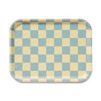 BLU KAT - LEMON SEAFOAM CHECKER Serviertablett rechteckig (27 × 20 cm) - Serviertablett - ROSA ECK Concept Store