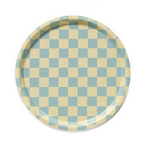 BLU KAT - LEMON SEAFOAM CHECKER Serviertablett rund (⌀ 31 cm) - Serviertablett - ROSA ECK Concept Store