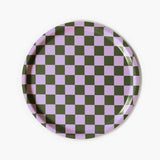 BLU KAT - LILAC OLIVE CHECKER Serviertablett rund (⌀ 31 cm) - ROSA ECK Concept Store