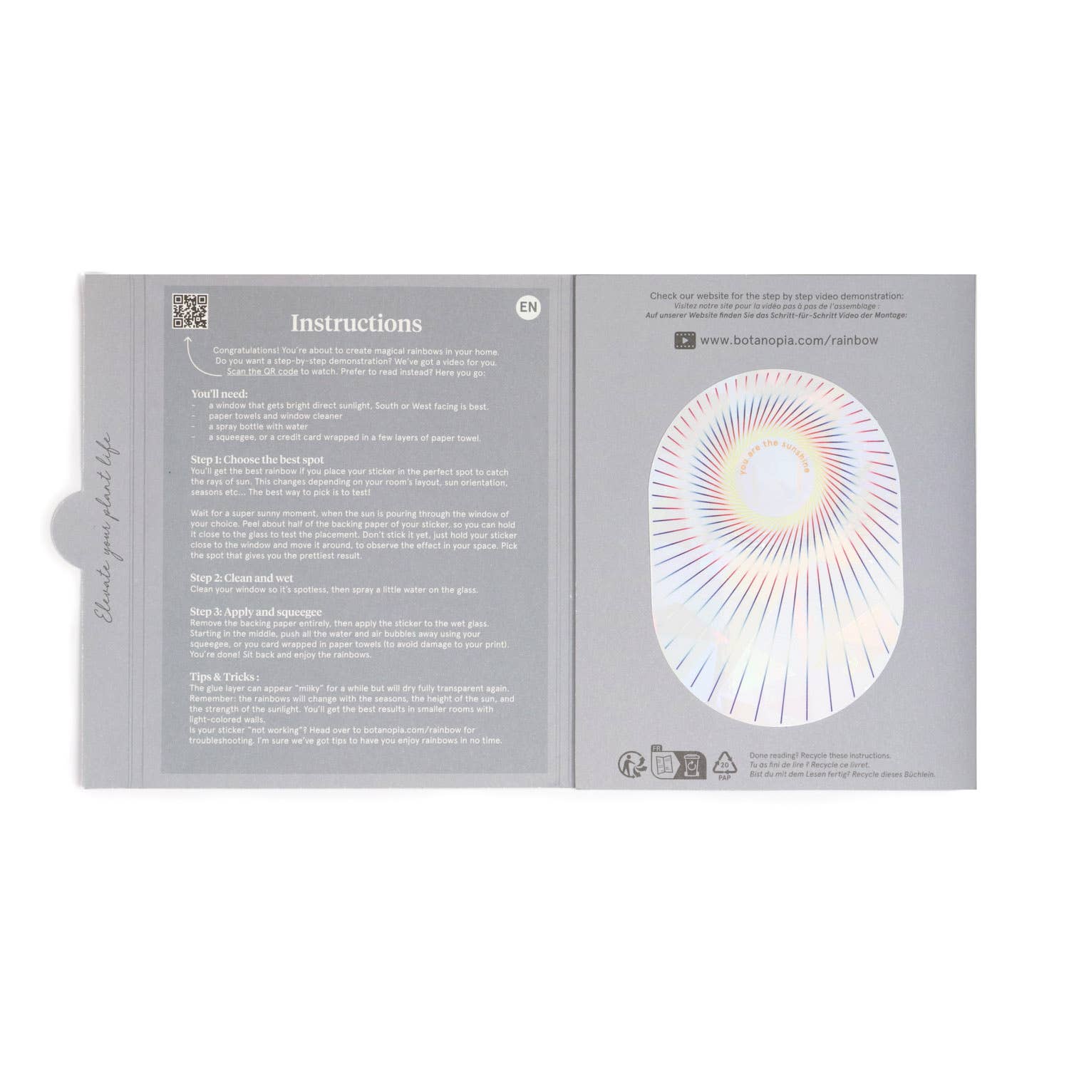 Botanopia - Suncatcher Fenster-Sticker • You are the sunshine - ROSA ECK