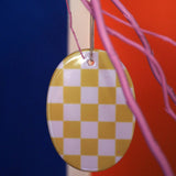 coopz - Keramikanhänger oval • Karo Hellblau - ROSA ECK