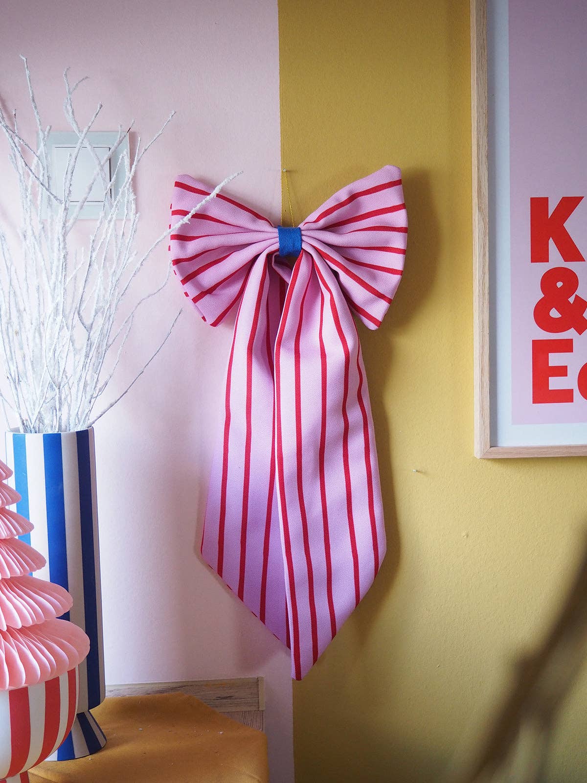 coopz - Weihnachtsschleife zum Aufhängen • Streifen Pink/Rot - Dekoration - ROSA ECK