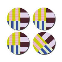 De Lange Tafel - Gestreifter Untersetzer (4er - Set) • Bunt - ROSA ECK