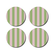 De Lange Tafel - Gestreifter Untersetzer (4er - Set) • Grün/Rosa - ROSA ECK Concept Store