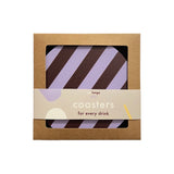 De Lange Tafel - Gestreifter Untersetzer (4er - Set) • Lila/Aubergine - ROSA ECK Concept Store