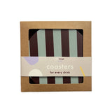 De Lange Tafel - Gestreifter Untersetzer (4er-Set) • Mint/Aubergine - ROSA ECK